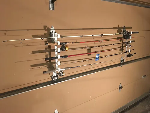 Miniatura 6 de Estante de almacenamiento para puertas de garaje con ganchos para cañas de pescar, paletas de kayak y más
