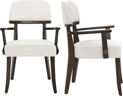 Miniatura 12 de adochr Sillas de comedor de terciopelo con brazos, sillas de comedor tapizadas con patas de madera dura y respaldo curvado abierto, sillas de cocina