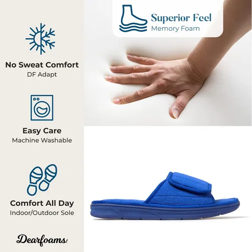 Miniatura 6 de Dearfoams Pantuflas de rizo de espuma viscoelástica ajustables para hombre y exterior