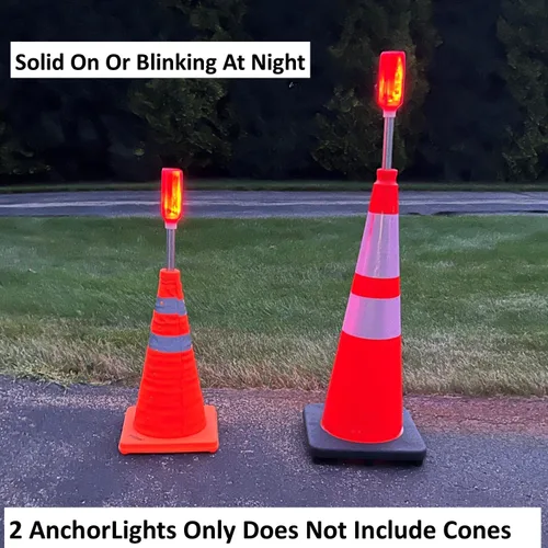 Miniatura 2 de Keyfit Tools AnchorLight - Cono de seguridad para construcción, advertencia de tráfico, luz de anclaje reflectante, estaca para deportes