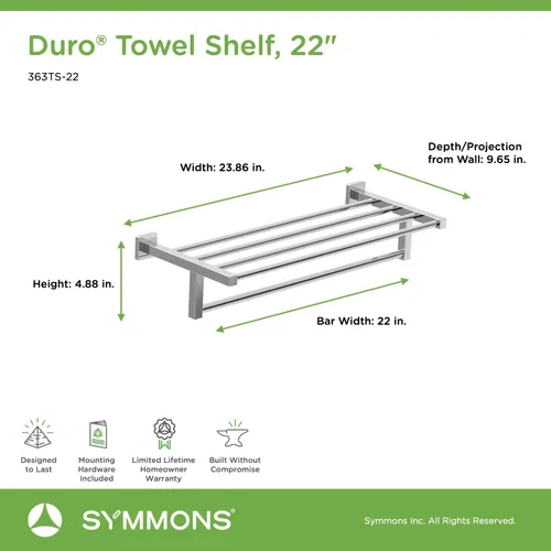 Miniatura 3 de Symmons 363TS-22 Duro - Toallero de pared con barra en cromo pulido (22 pulgadas)