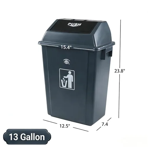 Miniatura 2 de Paquete de 4 cubos de basura de reciclaje de 13 galones para el hogar dormitorio y la oficina, contenedor de reciclaje grande con tapa, color gris