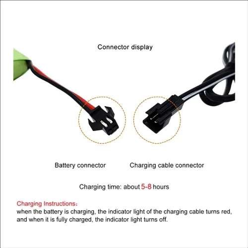 Miniatura 6 de Qsmily® Paquete de baterías de 6 V, batería recargable Ni-MH AA de 2000 mAh con conector SM y cable de cargador USB, adecuada para luz solar al aire