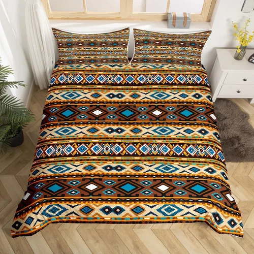 Miniatura 8 de Erosebridal Ikat - Juego de funda de edredón de tamaño individual, diseño étnico, bohemio, exótico, tribal, abstracto, geométrico, funda de edredón