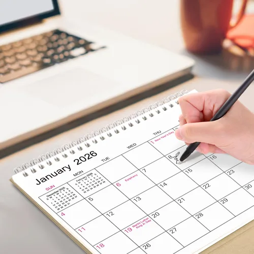 Miniatura 6 de SKYDUE Calendario de escritorio pequeño 2026-2027, de abril de 2026 a diciembre de 2027, calendario de escritorio pequeño de 21 meses con Papel kraft