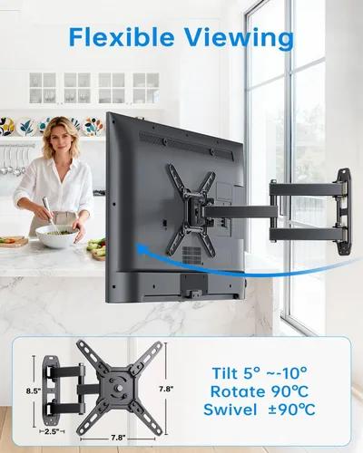 Miniatura 6 de Soporte de pared para monitor de TV giratorio de movimiento completo para televisores de 13 a 43 pulgadas, brazos articulados, rotación de extensión