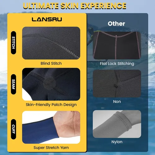 Miniatura 5 de Wetsuit, 5/4mm Upgrade CR Neoprene Wetsuits for Men and Women, Ideal Thermal Wet Suit in Cold Water, Front Zip for Surfing Snorkeling Diving Swimming