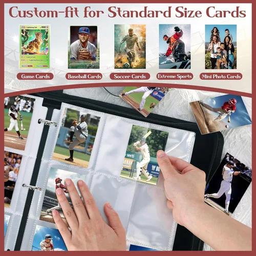 Miniatura 6 de Carpeta de 900 bolsillos para tarjetas de fútbol con fundas para tarjetas de intercambio, protectores de álbum de 9 bolsillos para tarjetas