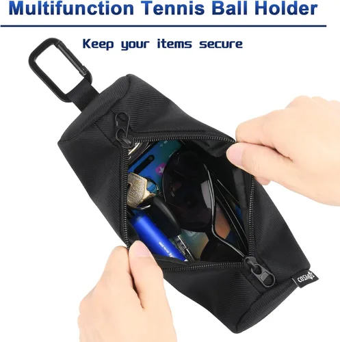Miniatura 4 de Cosmos Soporte para pelotas de pickleball, bolsa de almacenamiento portátil con gancho, bolsa de accesorios de viaje con capacidad para 3 bolas