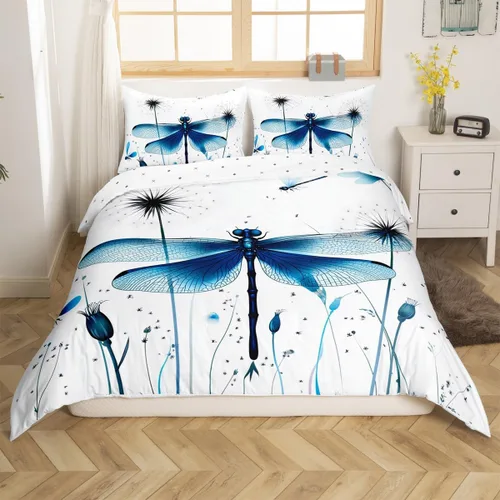 Miniatura 30 de Juego de ropa de cama floral, funda de edredón de flores de iris de colibrí, tamaño matrimonial, jardín, botánico, magnífica, funda de edredón