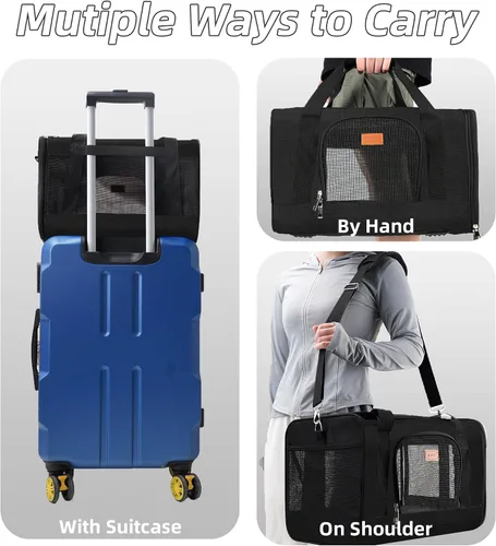 Miniatura 9 de ROYPET Transportador para gatos, bolsa portátil para mascotas para gatos y perros pequeños, bolsa plegable de malla suave y a prueba de arañazos