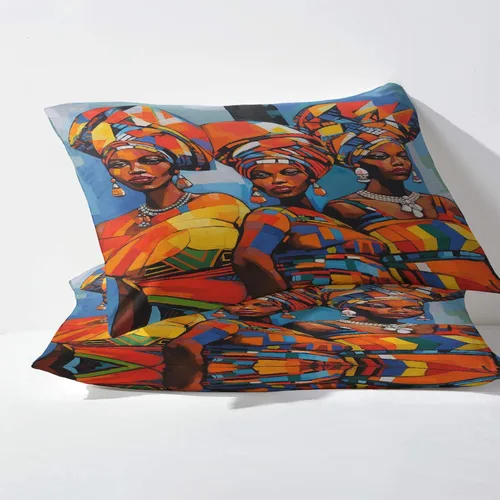 Miniatura 3 de Sábanas de mujer africana, tamaño matrimonial, sábanas tribales, sábanas y fundas de almohada estampadas de 4 piezas, sábana bajera ajustable