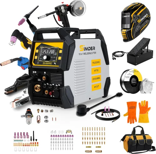 Miniatura 14 de SSimder - Soldador MIG de 140 A con pulso de 110 V, 220 V, núcleo de flujo/elevación TIG/Stick 3 en 1, temporizador SPOT, inversor IGBT