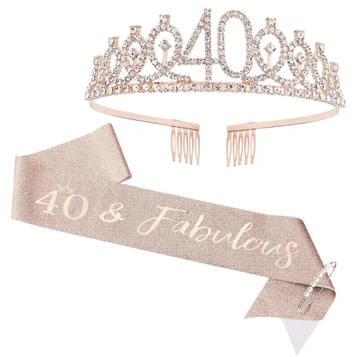 Miniatura 24 de CIEHER Corona de cumpleaños de 10 años, banda + juego de alfileres de perlas - Decoraciones y regalos para favores de fiesta de cumpleaños de 10 10º