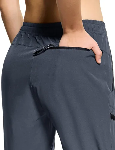 Miniatura 6 de CQR Pantalones de senderismo para mujer, pantalones cargo elásticos ligeros con bolsillos con cremallera, pantalones deportivos resistentes al agua