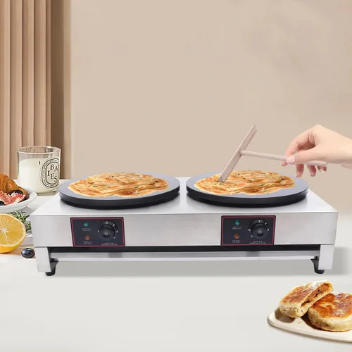 Miniatura 6 de Crepe Maker comercial eléctrico para panqueques antiadherente, 16 pulgadas, placa de 3400 W, temperatura ajustable para Blintzes, huevos, tortilla