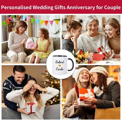 Miniatura 7 de Regalo de boda del 50 aniversario para padres – Beber café juntos desde 1973 taza de café personalizada con nombre de pareja y año de boda, regalos