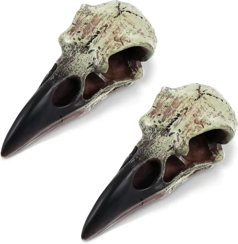 Miniatura 12 de Geetery 1 Pcs Figurina de Calavera de Cuervo de Halloween Carroñero Gótico Escultura de Pared Colgante Estatua de Calavera de Cuervo de Resina