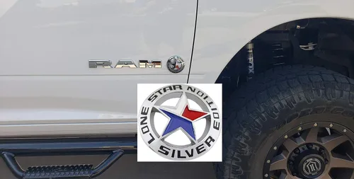 Miniatura 3 de Muzzys Juego de dos) Lone Star Silver Edition Texas, emblema de cuerno largo, universal, se adhiere a Chevy Silverado Suburban Tahoe GMC Sierra Ford