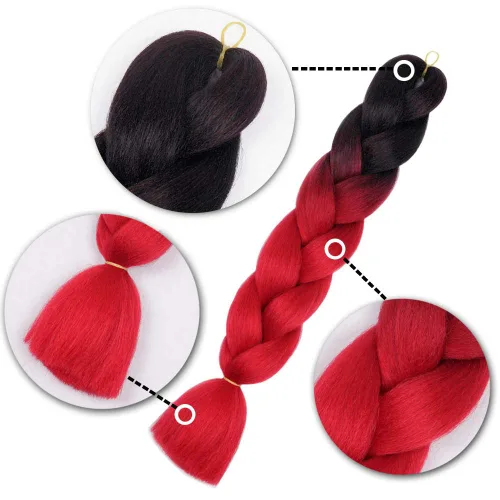 Miniatura 3 de 5 extensiones de cabello sintético para trenzar estilo afro ombré, 24 pulgadas, 2 tonos para mujeres, trenzas de ganchillo torcidas, 3.53 onzas