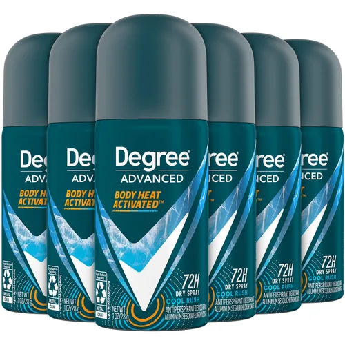 Miniatura 9 de Degree Desodorante de viaje para hombre, antitranspirante, paquete de 3 – 72H Advanced Protection Dry Spray, aroma Cool Rush, 1 oz Ea