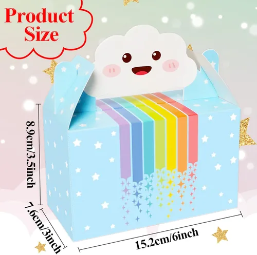 Miniatura 2 de Paquete de 12 cajas de regalo de arco iris, recuerdos de fiesta, colores pastel de nube, regalos de cumpleaños, cajas de dulces con temática de arco