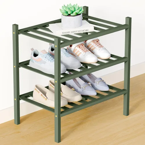 Miniatura 77 de Smiry Zapatero de bambú para clóset, organizador de zapatos apilable de 4 niveles largo de madera, estante de almacenamiento de zapatos Negro