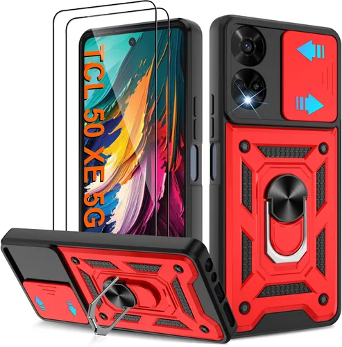 Miniatura 11 de ATUMP Funda para T-Mobile Revvl V Plus 5G con protector de pantalla HD con cubierta de cámara deslizante, soporte de anillo de rotación de 360° Negro