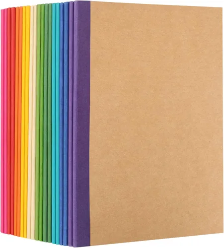 EOOUT Paquete de 20 Cuadernos A5 de Papel Kraft, Diario Rayado a Granel con Lomo Arcoíris, 10 Colores, 60 Páginas de Tapa Blanda, Cuadernos de