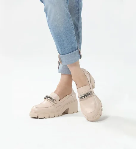 Miniatura 6 de Athlefit Mocasines de plataforma para mujer, sin cordones, suela gruesa, con cadena y punta redonda, zapatos de trabajo de negocios