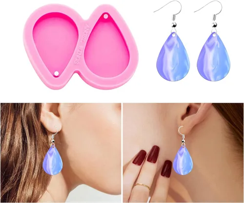 Miniatura 2 de Molde de resina en forma de lágrima para aretes, moldes de joyería de resina de silicona, moldes de fundición de resina epoxi para mujeres, aretes