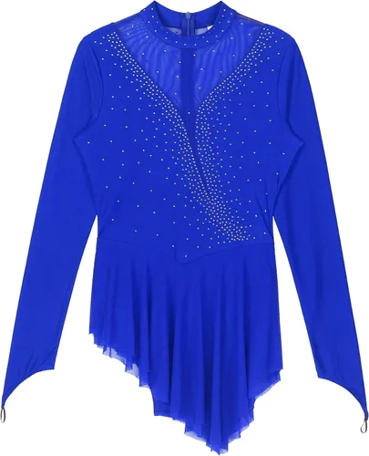 Miniatura 6 de Vestido de patinaje sobre hielo artístico para mujer, de manga larga, disfraz de baile lírico