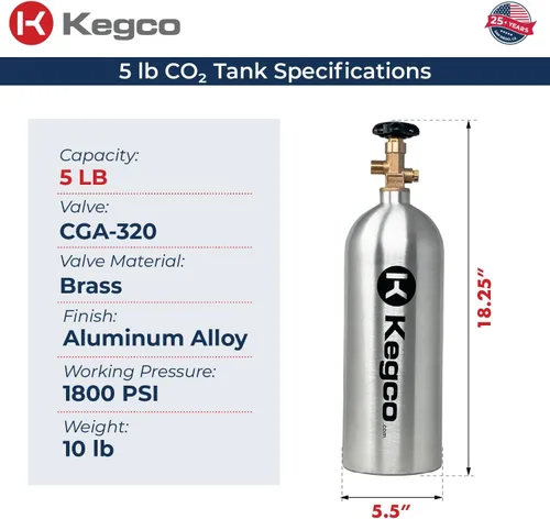 Miniatura 2 de Cilindro de aire de gas comprimido de tanque de CO2 de aluminio de 5 lb