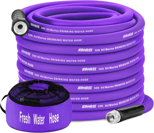 Miniatura 11 de Kohree Manguera de agua para autocaravana de 5/8 pulgadas x 15 pies, manguera de agua potable prémium con diseño sin torceduras, sin fugas, ligera