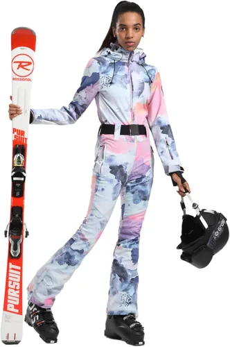 Miniatura 112 de GSOU SNOW Traje de esquí para mujer, traje de nieve delgado de una pieza, chaqueta de nieve, impermeable, resistente al viento, deportes al aire