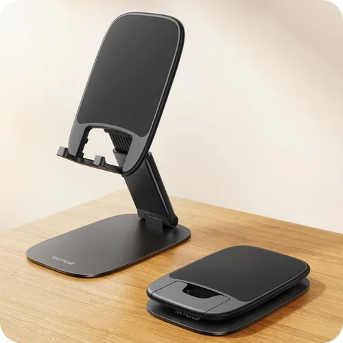 Lamicall Soporte de teléfono ultrafino para escritorio, soporte plegable para teléfono celular de altura ajustable, base pesada resistente, funda