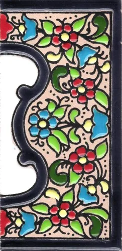 Número de Casa - Número para Casa, Cerámica Esmaltada, Técnica Española Pintada a Mano Cuerda Seca, Nombres y Direcciones, Modelo Flor 2.2 x 4.1 in