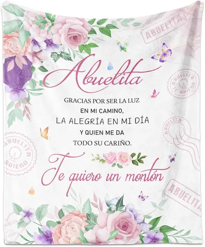 Regalos de Abuela en español, manta de abbuelita de 60 x 50 pulgadas, regalos para abuelo en español, regalos para abuela en español, regalo de