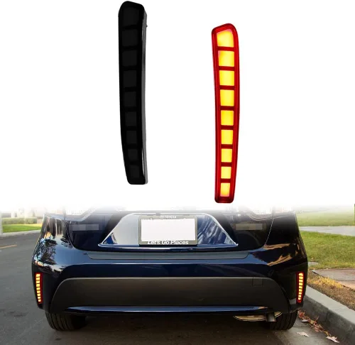 Lente ahumada estilo rejilla LED parachoques trasero reflector luz freno secuencial señal de giro lámpara trasera compatible con Toyota Corolla
