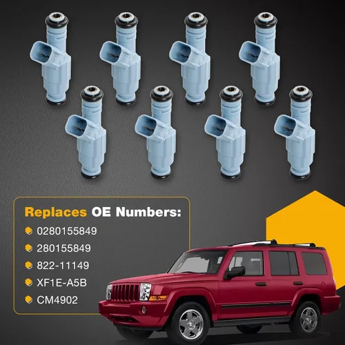 Miniatura 7 de Inyector de combustible, 4 agujeros, 8 piezas Reemplazo para Dodge Dakota Durango Ram 1500 Jeep Grand Cherokee Commander 4.7L V8 2001-2007