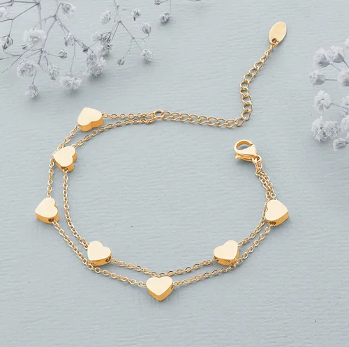 Miniatura 5 de Pera Jewelry Pulseras de corazón, chapadas en oro de 14 quilates y chapadas en plata, pulseras de corazón con cadena en capas para mujer con caja