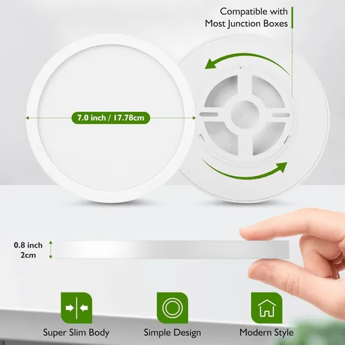 Miniatura 5 de Lámpara LED de techo de montaje al ras, equivalente a 100W, lámpara de techo empotrada moderna para cocina 5000K luz blanca diurna 15W 1200Lm 7