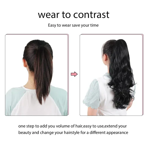 Miniatura 77 de Extensiones de cola de caballo de cabello rubio, extensiones de cola de caballo para mujer, pinza de extensiones de cabello rizado de 12 pulgadas