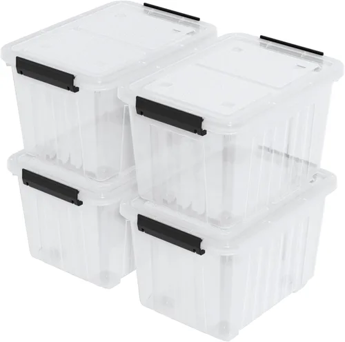 Miniatura 9 de Readsky Contenedor de plástico de 18 cuartos de galón con tapas y asa, bolsa de almacenamiento de plástico transparente, 4 paquetes