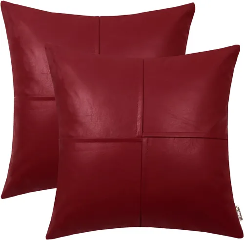 Miniatura 17 de BRAWARM Fundas de almohada de tiro de cuero sintético de 18 x 18 pulgadas, fundas de almohada de cuero marrón foca paquete de 2, almohadas Sello
