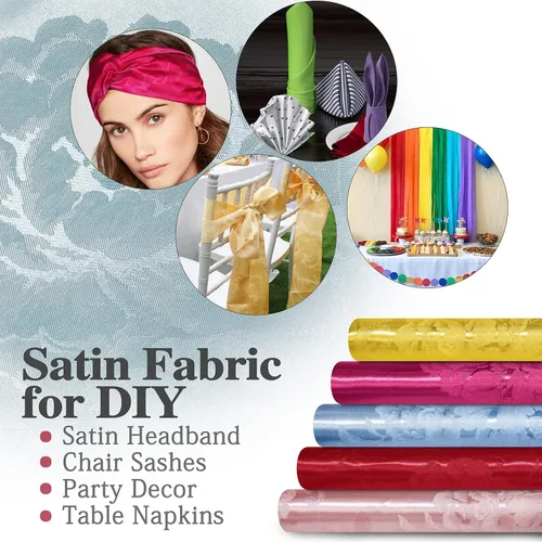 Miniatura 7 de KKJIAF Tela de Jacquard de Satén Dorado 1 Yarda, 49" de ancho, Estampado de Peonía, Tela de Brocado Brillante y Sedoso para Vestido, Camisas