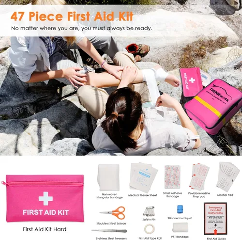 Miniatura 4 de THINKWORK Kit de Emergencia para Automóvil para Regalos de Adolescentes y Damas, Kit de Asistencia en Carretera de Emergencia Rosa con Compresor
