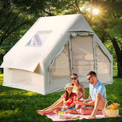 Miniatura 15 de Tienda de campaña inflable para campamento, instalación rápida con bomba, tienda de campaña Oxford impermeable de 4 estaciones con tragaluz, tienda