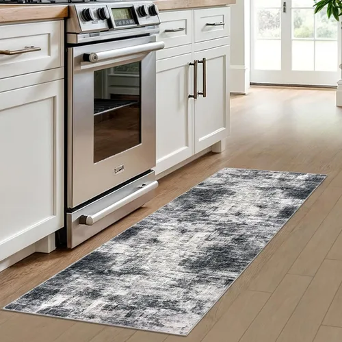 Miniatura 1079 de IOHOUZE Alfombra abstracta lavable de 3 x 12 pies para pasillos, antideslizante para cocina, camino de entrada de lana sintética para interiores