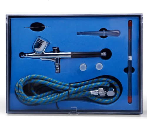 BUYTER Kit de aerógrafo de alimentación por gravedad de doble acción de precisión de 130K 0.2, 0.3 y 0.020 in con manguera de aerógrafo de 6 pies